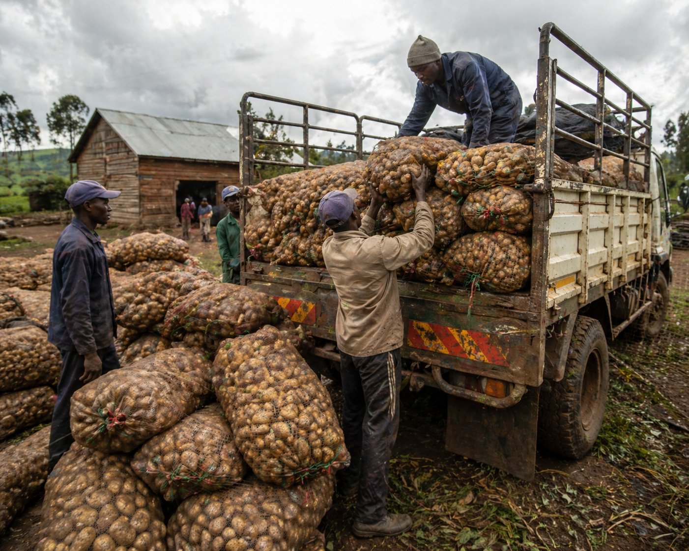 Irish potatoes in sacks for bulk movement